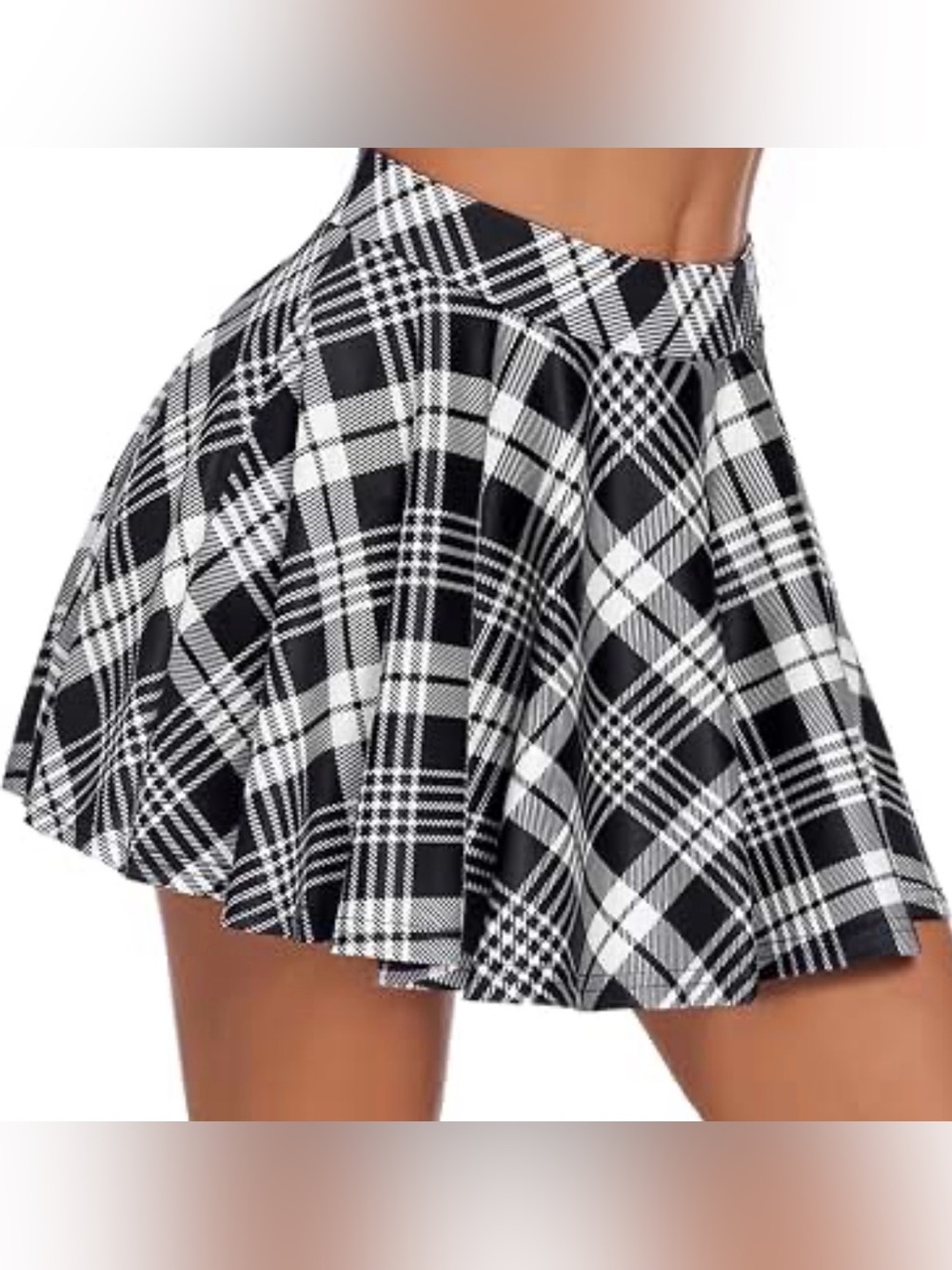 Black & White Plaid Circle Skirt